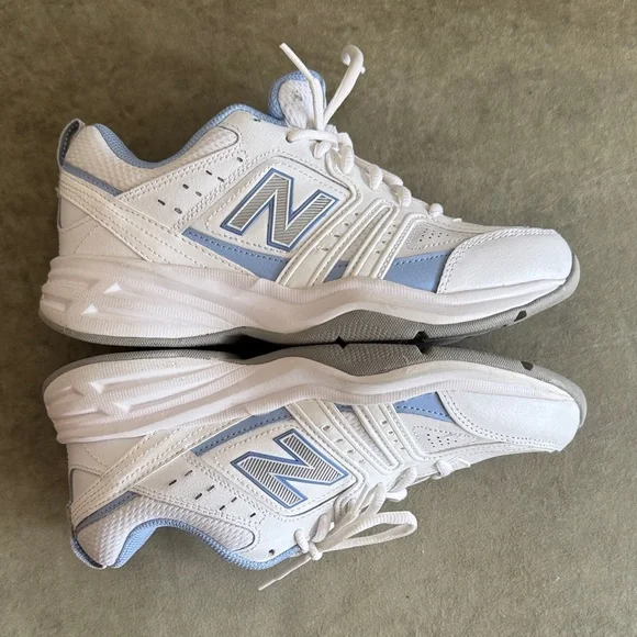 New Balance White with Light Blue Women's Training Sneakers - Picture 6 of 7